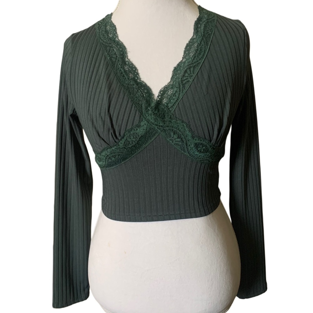 Romwe Dark Green Crop Top